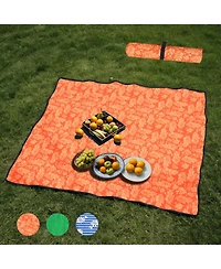 Heavy-Duty Folding Wagon Cart w/ Picnic Mat - Orange