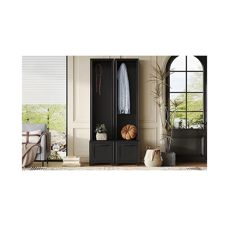 Hall Tree Set of 2: Coat Rack, Bench & Storage