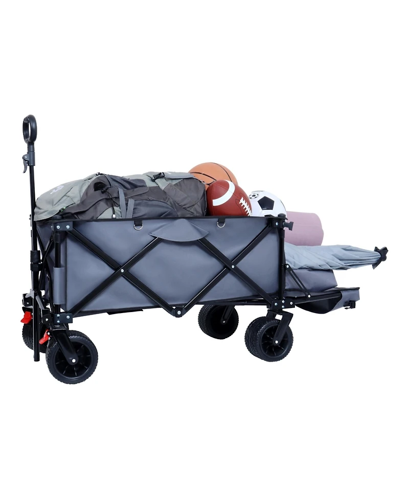 Foldable Wagon with Tailgate, Cover, 400LBS, All-Terrain Wheels