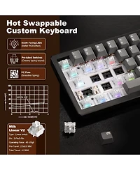 Yunzii AL68 Wireless Mechanical Keyboard,Full Aluminum Cnc,60% Layout with Knob, Qmk/Via Software,Gasket Mounted,Hot Swappable,Rgb Backlit,Bt/2.4G/Usb
