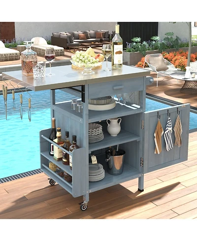 Outdoor Grill Cart with Stainless Steel Top & Storage