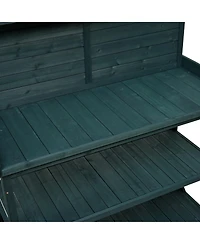 65" Rustic Farmhouse Potting Bench - Outdoor Workstation