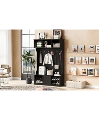 Hall Tree with Bench, Hooks & Drawer