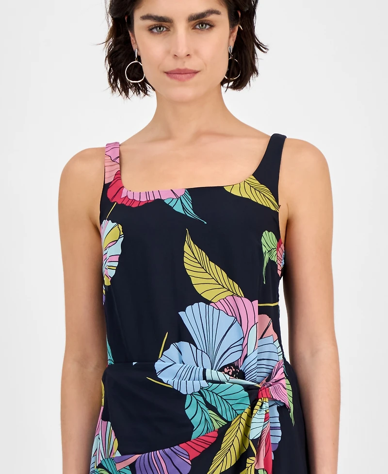Robbie Bee Women's Printed Faux Sarong Midi Dress