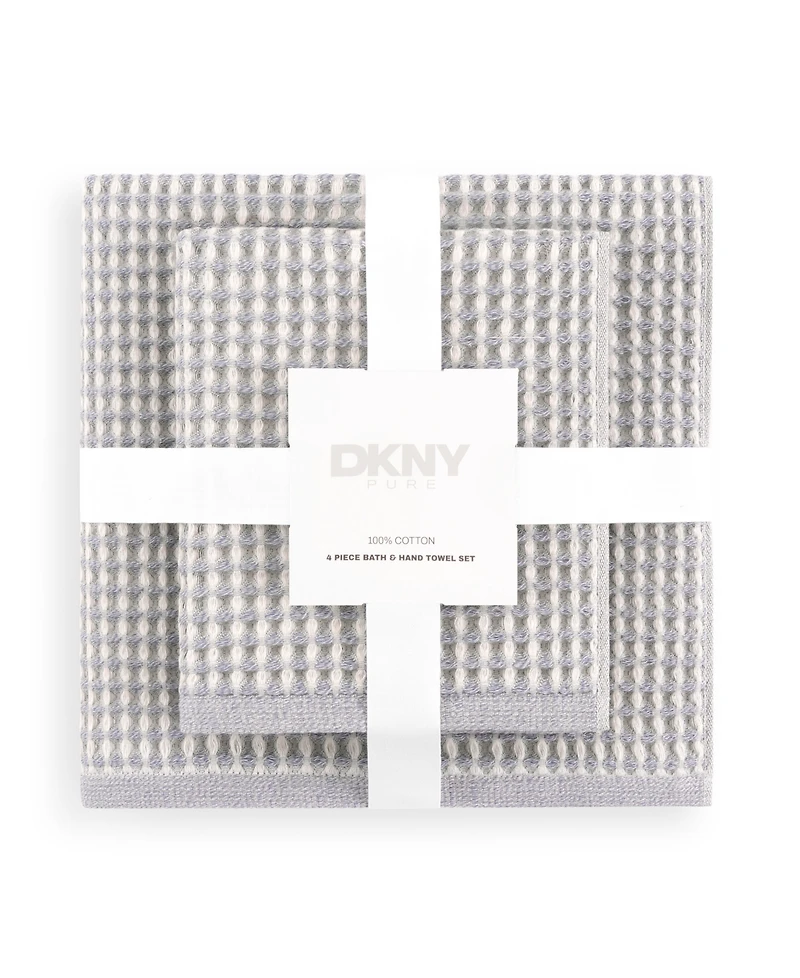 Dkny Pure Yarn Dyed Waffle Unbleached Cotton Bath Towel Set