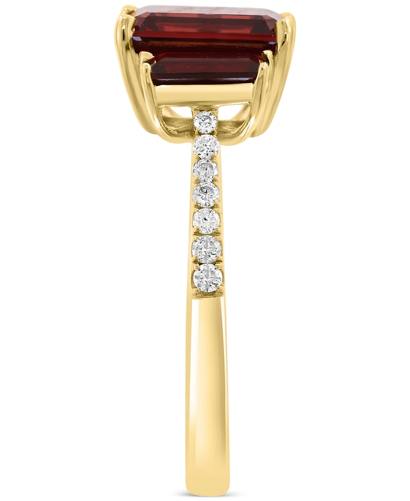 Effy Garnet (3-3/8 ct. t.w.) & Diamond (1/8 ct. t.w.) 3-Stone Ring in 14k Yellow Gold