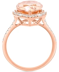 Effy Morganite (6 ct. t.w.) & Diamond (1/2 ct. t.w.) Pear-Shaped Halo Statement Ring in 14k Rose Gold