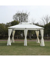 13x10 Outdoor Gazebo Canopy Tent w/ Mosquito Net - Beige