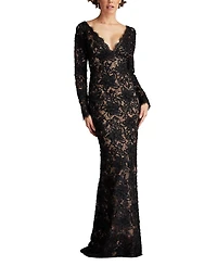 Tadashi Shoji Women's Beloit Ribbon Embroidered Gown