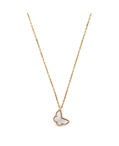 Pre-Owned Van Cleef & Arpels Sweet Alhambra Butterfly Pendant Necklace 18K Gold and Mother of Pearl
