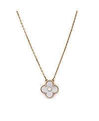 Pre-Owned Van Cleef & Arpels Vintage Alhambra Pendant Necklace 18K Rose Gold and White Mother of Pearl with Diamond