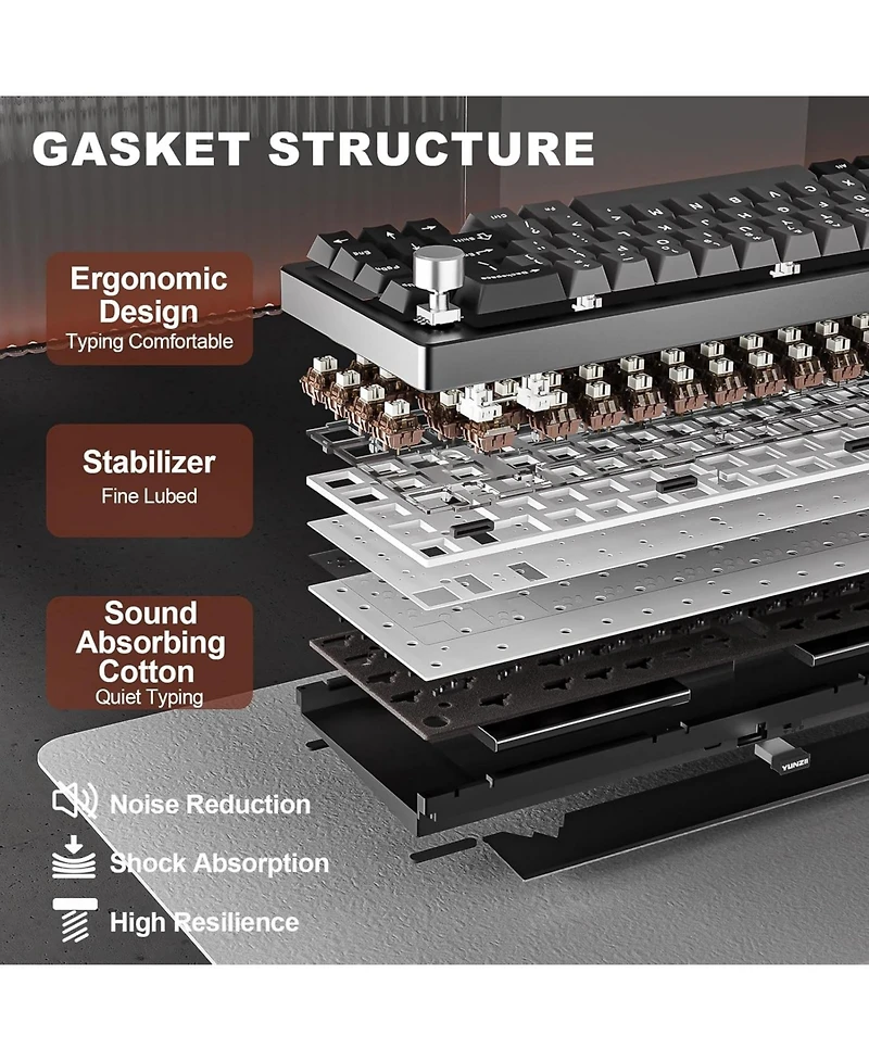 Yunzii AL68 Wireless Mechanical Keyboard,Full Aluminum Cnc,60% Layout with Knob, Qmk/Via Software,Gasket Mounted,Hot Swappable,Rgb Backlit,Bt/2.4G/Usb