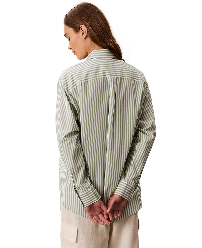 Calvin Klein Jeans Women's Striped Cotton Poplin Button-Down Shirt