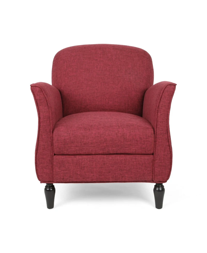 Tweed-Upholstered Traditional Armchair with Retro Curves and Polished Legs