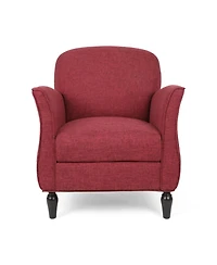 Tweed-Upholstered Traditional Armchair with Retro Curves and Polished Legs