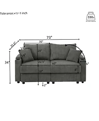 Streamdale Modern Loveseat with Storage, Cup Holders, & Charging Ports