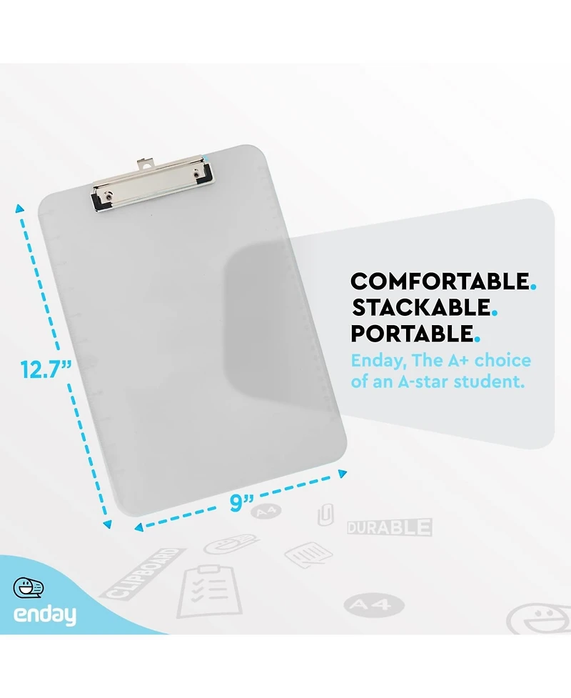 Plastic Clipboard Standard Pink, Translucent Low Profile Clip Board, Hangable Clipboard, 12.7” x 9”, Holds 100 Sheets, 1 Pc