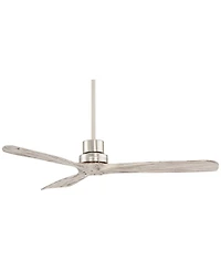 52" Casa Vieja Delta-Wing Dc Modern 3 Blade Indoor Ceiling Fan with Remote Control Brushed Nickel Gray Wood Damp Rated for Patio Exterior
