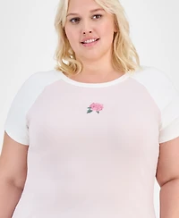 Hippie Rose Trendy Plus Raglan-Sleeve Baby T-Shirt