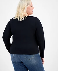 Hippie Rose Trendy Plus Striped Button-Front Sweater
