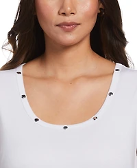 Rafaella Petite Rib Sleeveless Tank Crew Neck Top