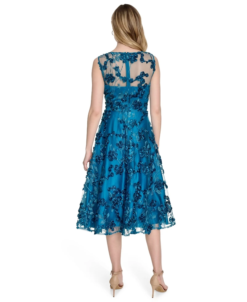 Eliza J Women's Embroidered-Mesh Sleeveless Fit & Flare Dress