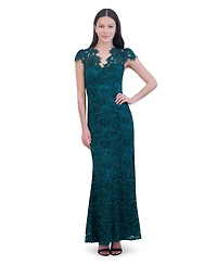 Eliza J Women's Cap-Sleeve Lace Gown