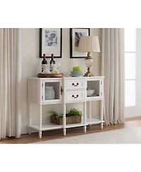 Kings Brand Furniture Modern Sideboard Buffet Cabinet, Console Sofa Table with Glass Doors, Storage Drawers & Shelves for Kitchen, Dining Living Room