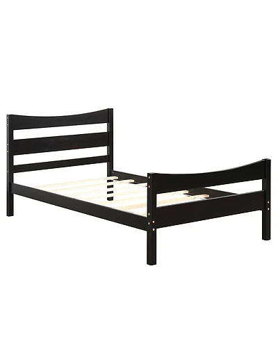 Gymax Twin Size Platform Bed Frame Foundation w/Headboard &Wood Slat Support Espresso