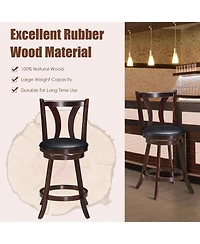 Sugift 24 Inch Set of 2 Swivel Bar Stools Bar Height Chairs with Rubber Wood Legs