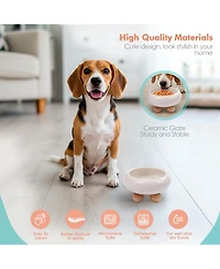P.t. Supply Co. Elevated Bubble Shaped Stoneware Pet Bowl, Raised Ceramic Food & Water Dish for Dogs and Cats