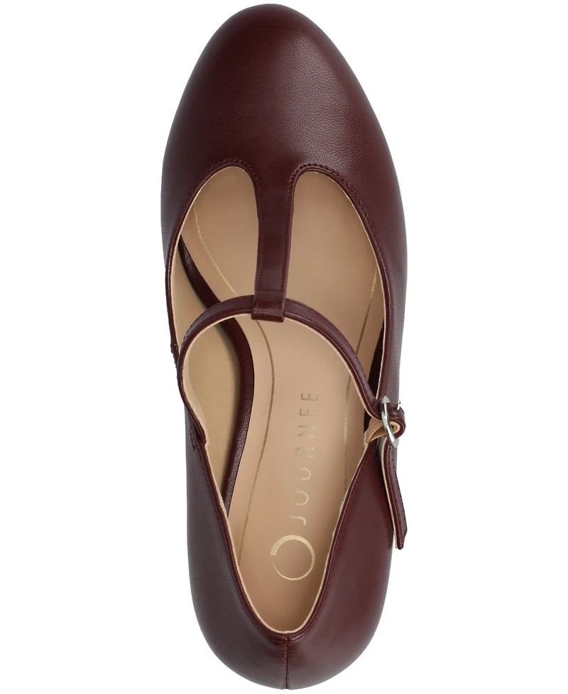 Journee Collection Women's Talani T-strap Almond Toe Dress Pumps