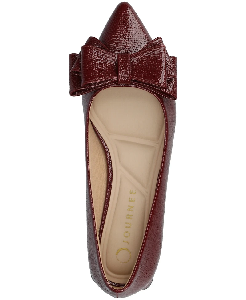 Journee Collection Women's Ophelia Bow Low Block Heel Dress Flats