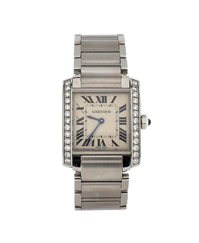 Pre-Owned Cartier Tank Francaise Quartz Watch in Stainless Steel with Diamond Bezel 25mm