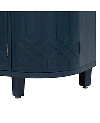 Curved Wood Storage Cabinet - 4 Doors, Adjustable Shelves