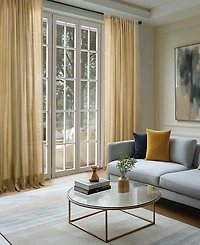 Rustic Weave Linen Curtains (2 Panels) Sheer Window Panel Set, Rod Pocket Curtains