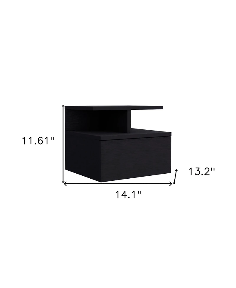Minimalist Floating Faux Wood Nightstand with Storage Drawer