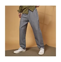 Campus Sutra Men's Moon Grey Pleated Relaxed Trousers