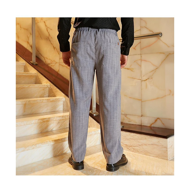 Campus Sutra Men's Coin Grey Pinstriped Chino Trousers