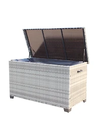 Wicker Patio Furniture Storage Box (Grey )