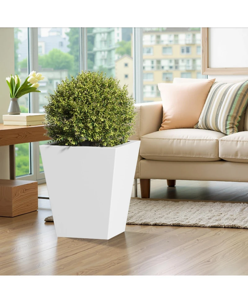 18" Metal Tapered Planter - Burnished White