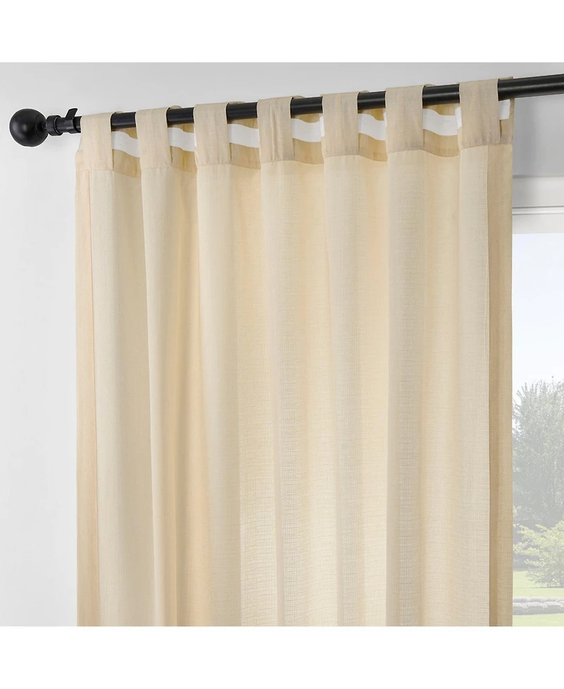 Rustic Weave Linen Curtains (2 Panels) Sheer Window Panel Set, Rod Pocket Curtains