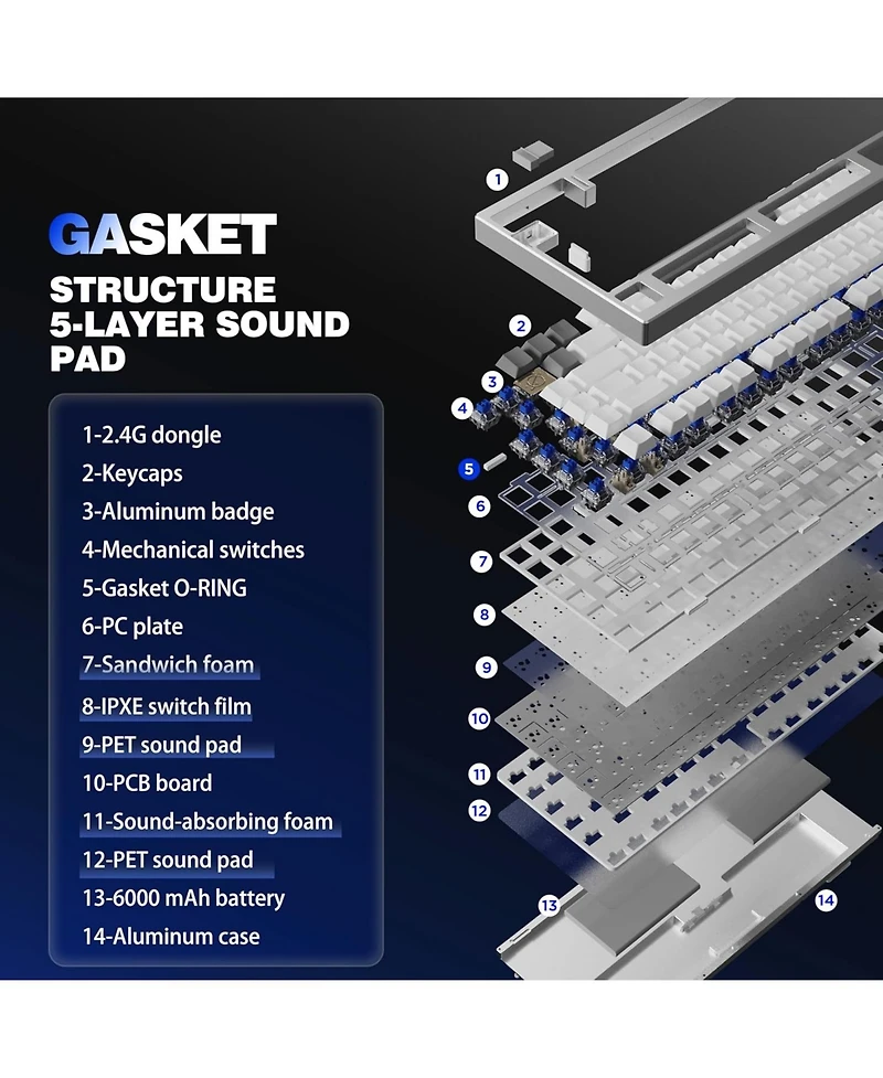 Yunzii AL75 Wireless Mechanical Gaming Keyboard,Full Aluminum Cnc,75% Layout,Bt/2.4G/Wired,Hot Swap,Creamy Switches,Tkl Gasket,Rgb Backlight,Programma