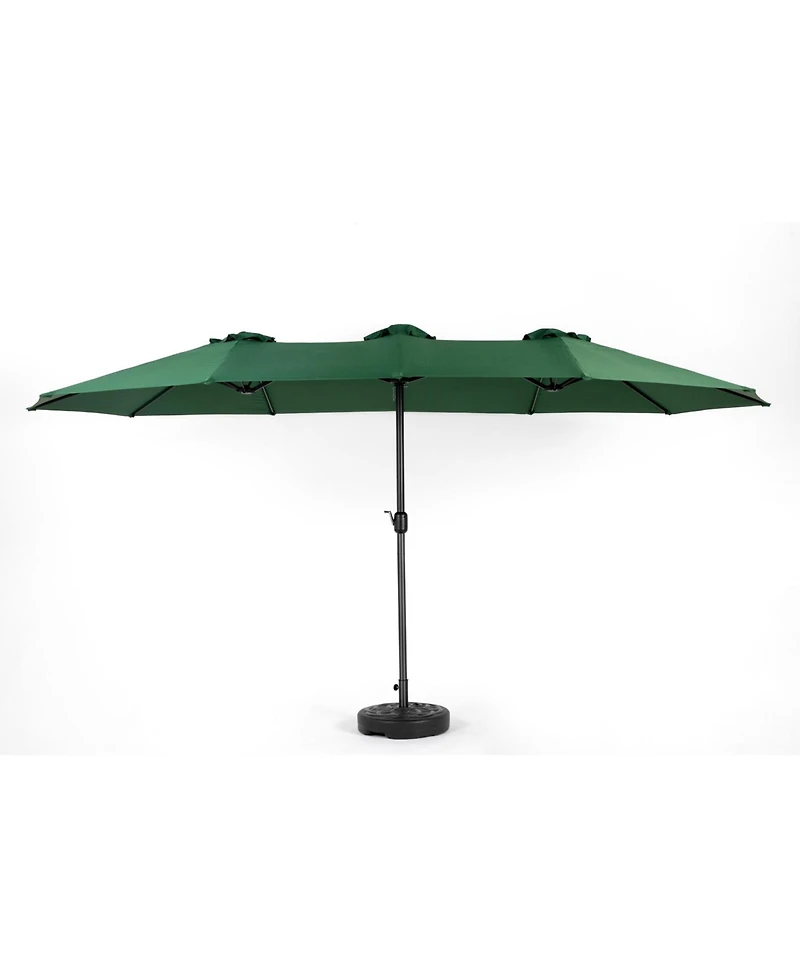 14.8 Ft Double Sided Outdoor Umbrella Rectangular Large with Crank ( Dark green)
