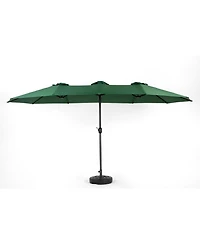 14.8 Ft Double Sided Outdoor Umbrella Rectangular Large with Crank ( Dark green)