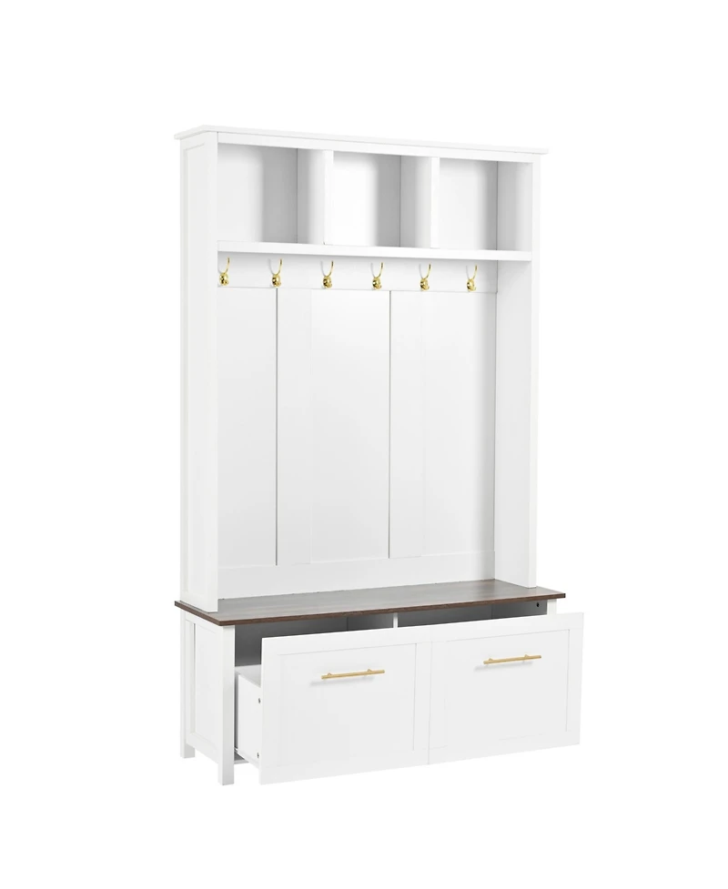Streamdale 4-in-1 Entryway Coat Rack & Storage Bench