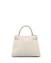Pre-Owned Hermes Kelly 28 Handbag Light Clemence with Palladium Hardware