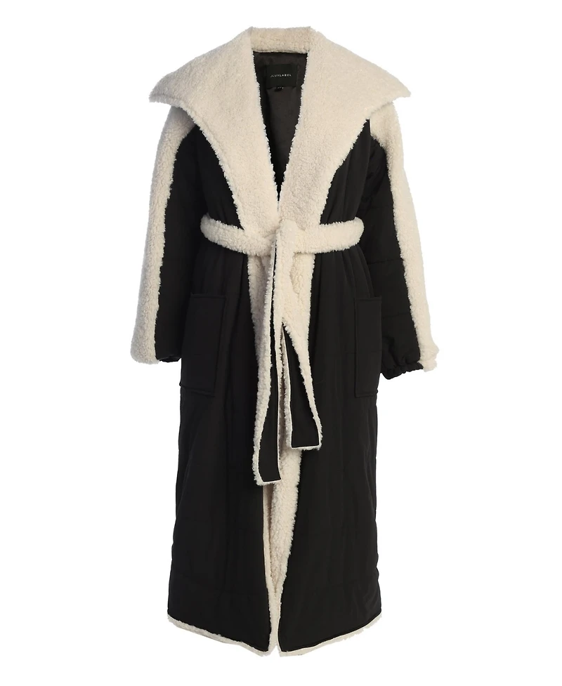 Jluxlabel Women's Contrast Sherpa Coat