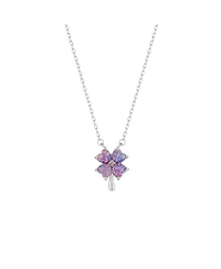 Spero London Purple Opal Four Leaf Clover Sterling Silver Necklace