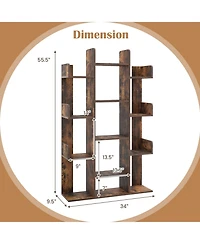 Tree-Shaped Bookshelf with 13 Compartments for Home Office